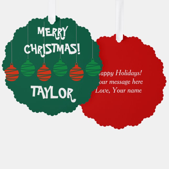 Fun paper Christmas ornament card with envelope (Front/Back)