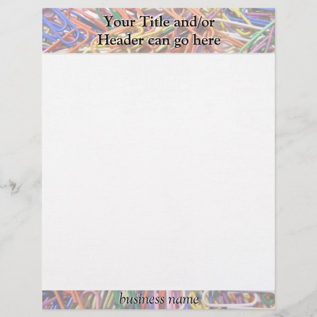 Fun Paperclip Letterhead Template (Front)