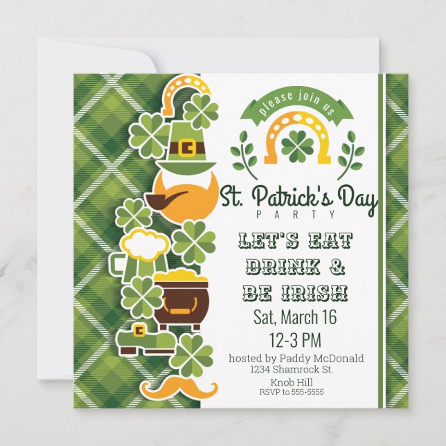 Fun Papercut St. Patrick's Day Leprechauns Beer Invitation (Front)