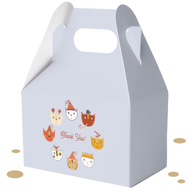 Fun Party Cat Thank You Favour Box (Fun party cat favor box)