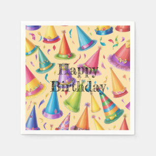 Fun Party Hats happy birthday design Napkin