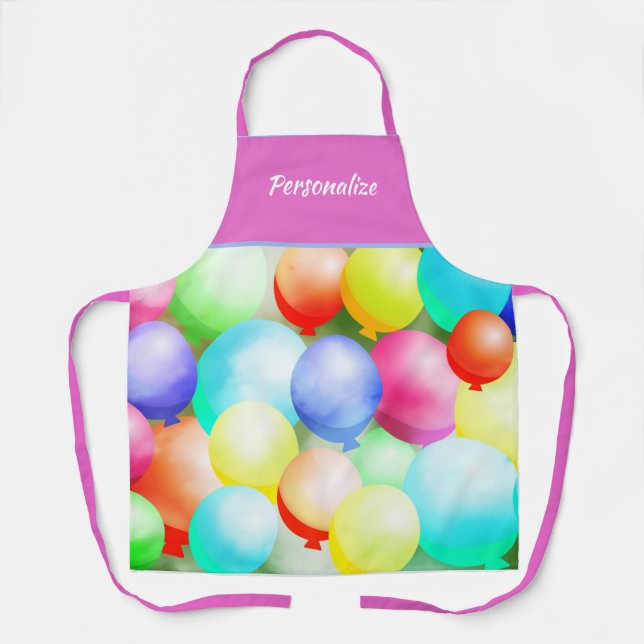 Fun Party Time Colourful Birthday Balloons Apron (Front)