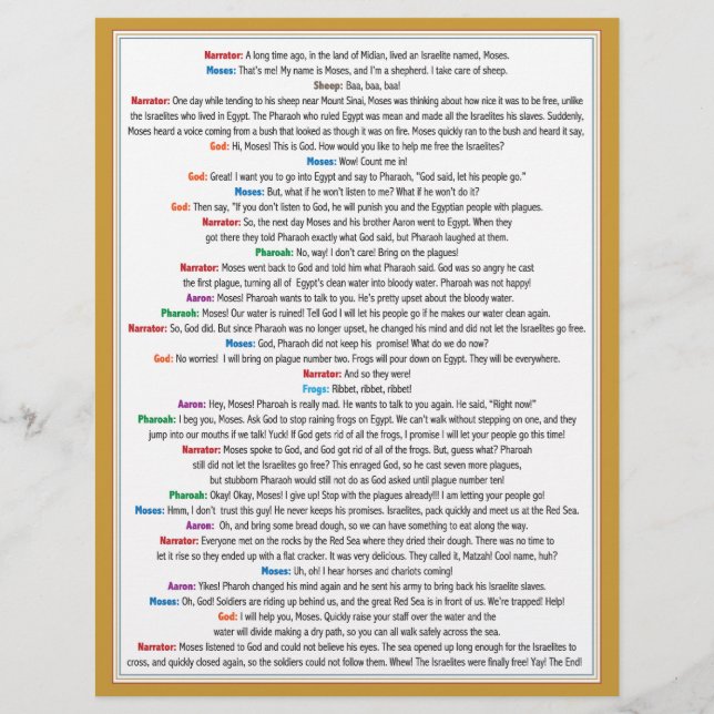 Fun Passover Story Skit For Kids Flyer (Back)