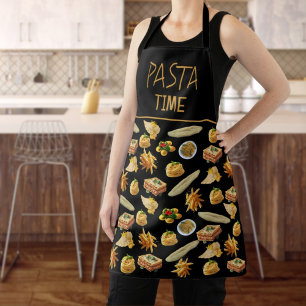 Fun Pasta Variety Pattern Ready to Personalize Apron