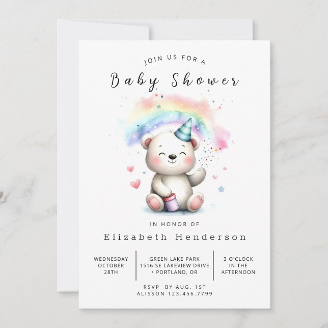  Fun Pastel Bear Baby Shower Invitation (Front)