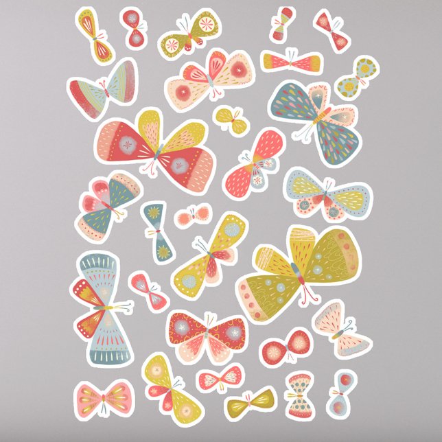 Fun Pastel Butterflies (Fun butterfly sticker sheet)