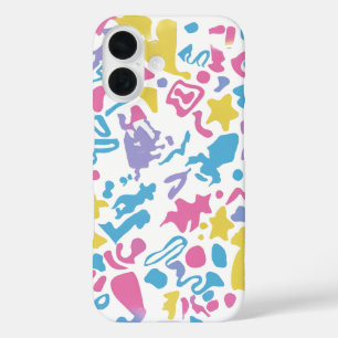Fun pastel colourful vibrant shapes  iPhone 16 case