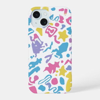 Fun pastel colourful vibrant shapes  iPhone 15 case