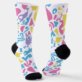 Fun pastel colourful vibrant shapes socks