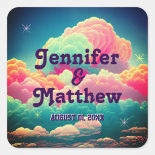 Fun Pastel Cotton Candy Clouds Square Sticker