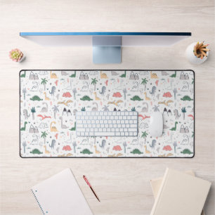 Fun Pastel Dinosaur Scene Pattern Desk Mat