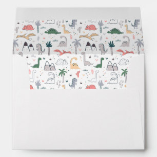 Fun Pastel Dinosaur Scene Pattern Envelope