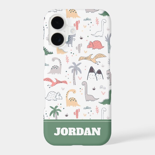 Fun Pastel Dinosaur Scene Pattern iPhone Case (Back)