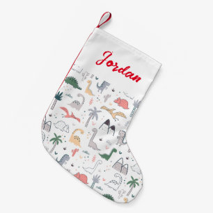 Fun Pastel Dinosaur Scene Pattern Small Christmas Stocking