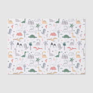Fun Pastel Dinosaur Scene Pattern Tissue Paper