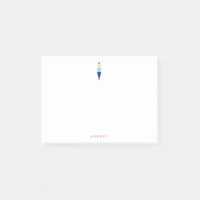 Fun Pastel Ice Cream Personalised Name Post-it Notes (Front)