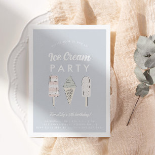 Fun Pastel Ice Cream Summer Birthday Party Invitation