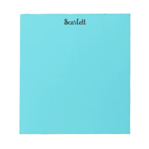 Fun Pastel Teal Colour Personalised Name Stationer Notepad