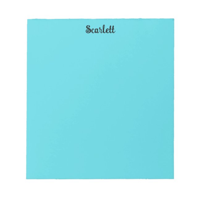 Fun Pastel Teal Colour Personalised Name Stationer Notepad (Front)