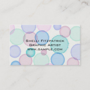 Fun Pastel Watercolor Paint Bubbles Pattern Business Card