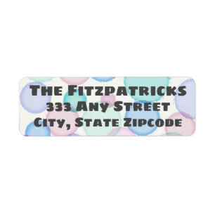 Fun Pastel Watercolor Paint Bubbles Pattern Return Address Label