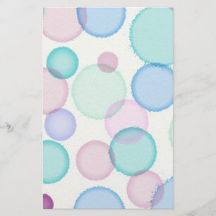Fun Pastel Watercolor Paint Bubbles Pattern Stationery