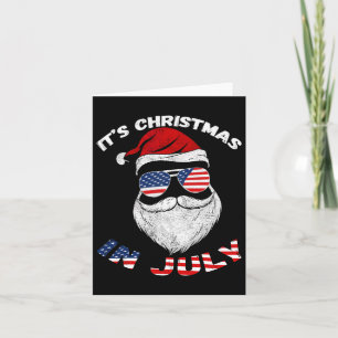 Fun Patriotic Santa Claus For Christmas In July Card