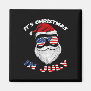 Fun Patriotic Santa Claus For Christmas In July Magnet