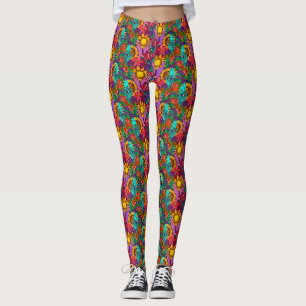 Fun pattern with flowers and hands leggings