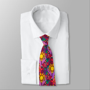 Fun pattern with flowers and hands tie