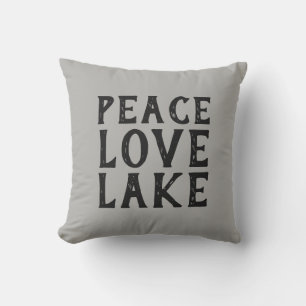 fun PEACE LOVE LAKE typography   Cushion