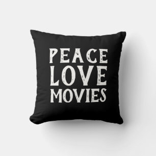 fun PEACE LOVE MOVIES typography Cushion