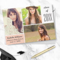 Fun Peach Polka Dot 20XX Graduation Photo Collage