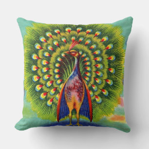 fun peacock print cushion