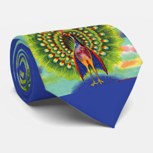 fun peacock print tie