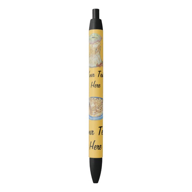 fun pen with apple core, apple pie and cute maggot (Front Vertical)