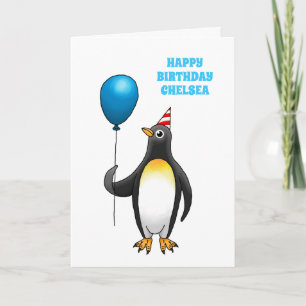 Fun Penguine Pool Party Birthday Card