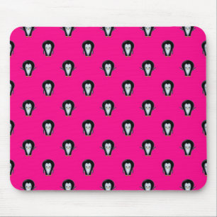Fun Penguins over Hot Pink Pattern Mouse Pad