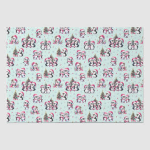 Fun Penguins Pattern Mint Green and Pink Christmas Tissue Paper