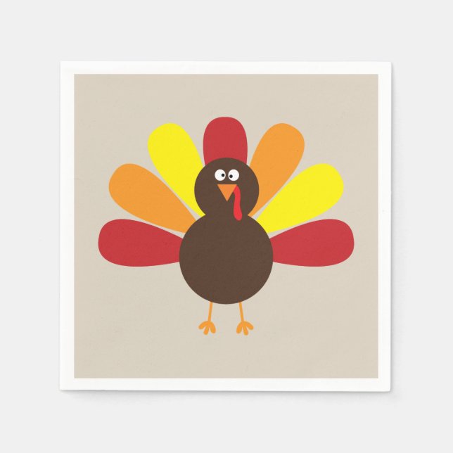 Fun Perky Turkey Thanksgiving Napkin (Front)