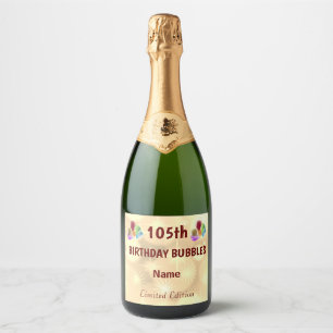 Fun personalised 105th Birthday Sparkling Wine Label