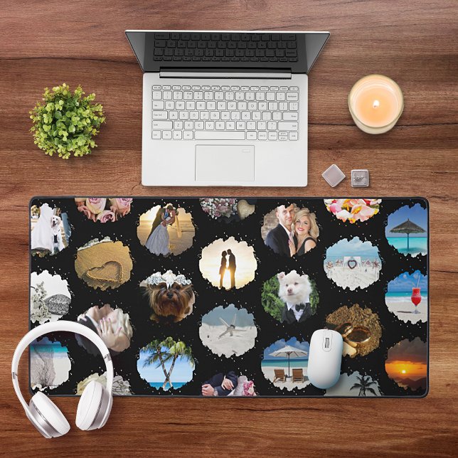 Fun Personalised 24 Wedding Photo Collage Desk Mat (Creator Uploaded)