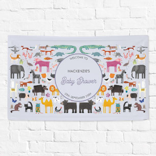 Fun Personalised Animal Baby Shower Banner