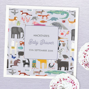 Fun Personalised Animal Baby Shower Napkin