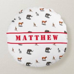 Fun Personalised Animal Themed Round Pillow
