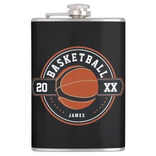 Fun Personalised Basketball Theme Hip Flask