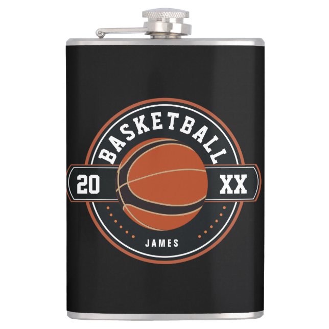 Fun Personalised Basketball Theme    Hip Flask (Front)