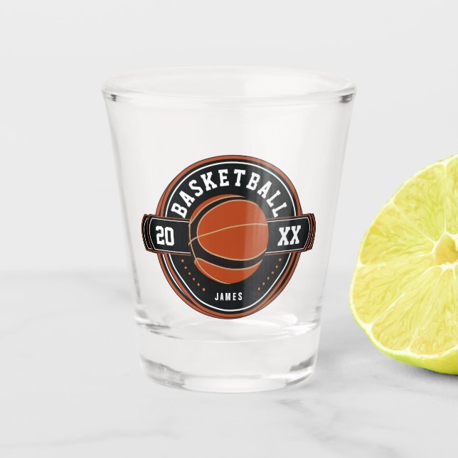 Fun Personalised Basketball Theme  Shot Glass (Front)