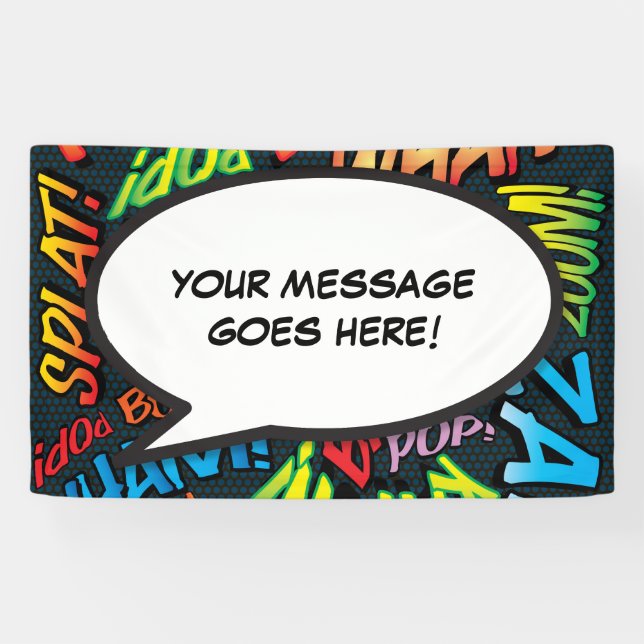 Fun Personalised Comic Book Speech Bubble Banner (Horizontal)