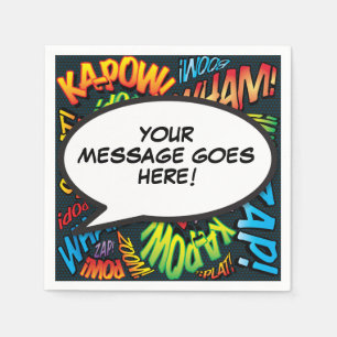 Fun Personalised Comic Book Speech Bubble Colourfu Napkin